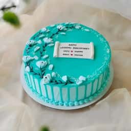 Floral Cream Anniversary Cake