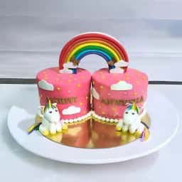 Unicorn Theme Cake for Twins