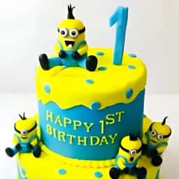 2 Tier Minion Theme Cake