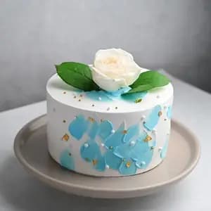 Blue White Theme 1kg Cake
