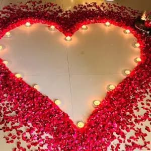 Rose Petals Heart on Floor