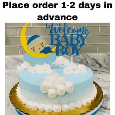 Simple Baby Boy Welcome Cake