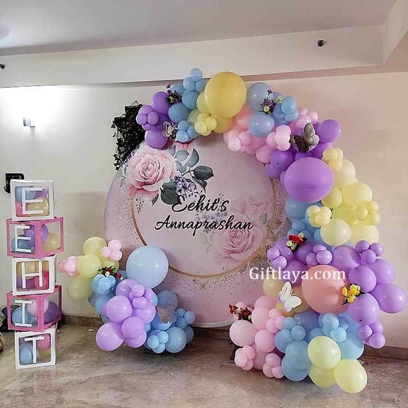 Customized Annaprashan Backdrop Decoration at Home for Baby