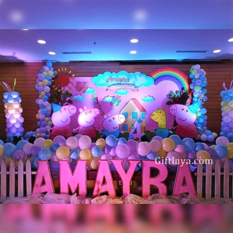 Premium Peppa Pig Theme Birthday Balloon Backdrop