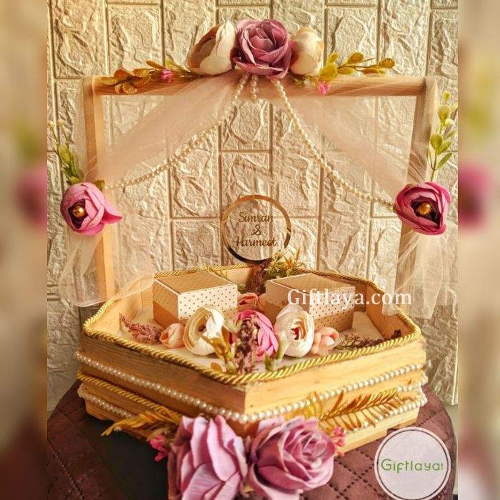Buy Unique Palette Beautiful Pink Engagement Ring Platter with Name |  Wedding Ring Platter | Decorative Tray | Marriage Decor | Engagement Tray  (Design-1) Online at Low Prices in India - Amazon.in