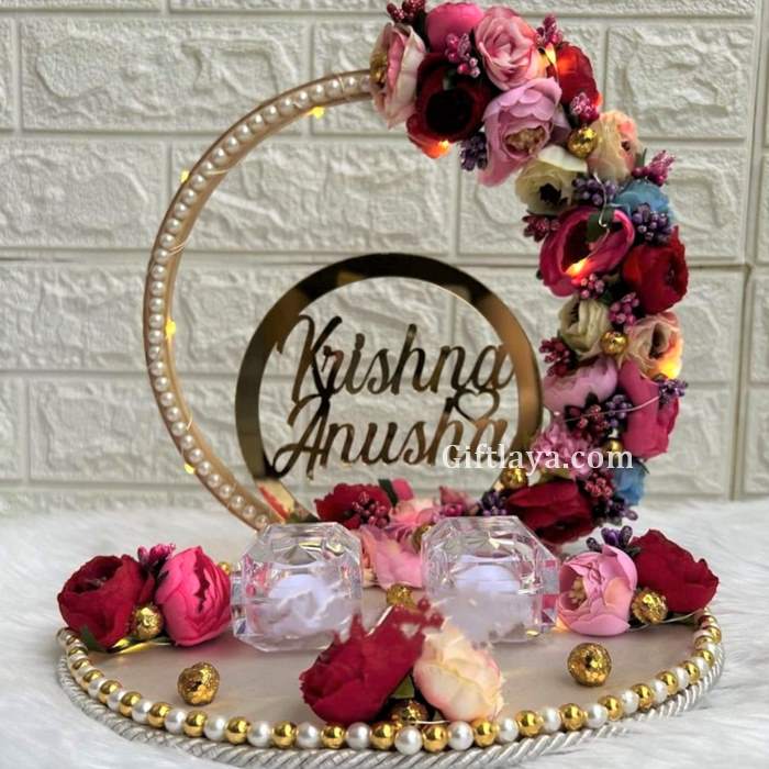 Buy Arihants Arts and Craft Decorative Customized Engagement Ring Platter  Tray for Ring Ceremony with Ring Box with flowers Online at Low Prices in  India - Amazon.in