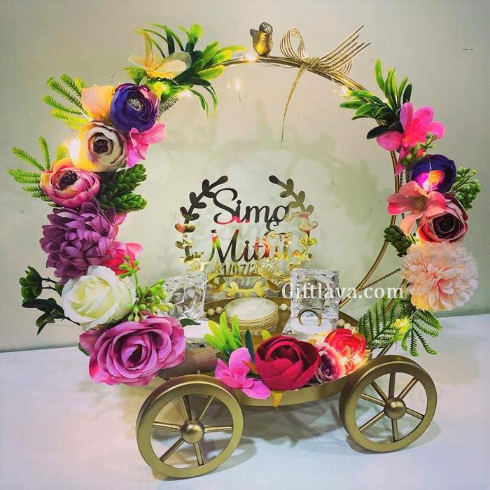 Decorative Metal Cart Engagement Ring Platter – Kavya Creations