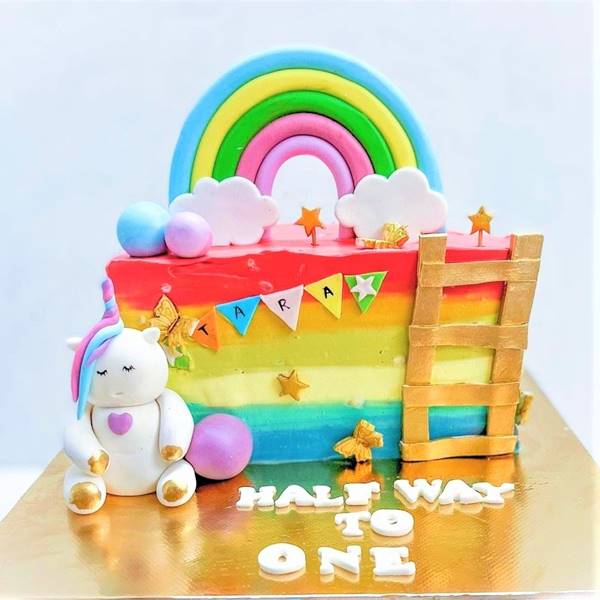 Order Online Two Tier Rainbow Cake | Blissmygift