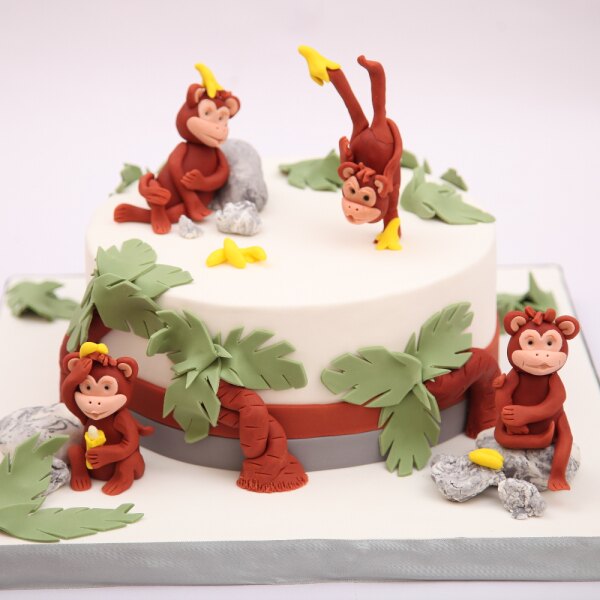 Jungle animal MONKEY edible handmade figurine & bananas birthday cake  topper | eBay