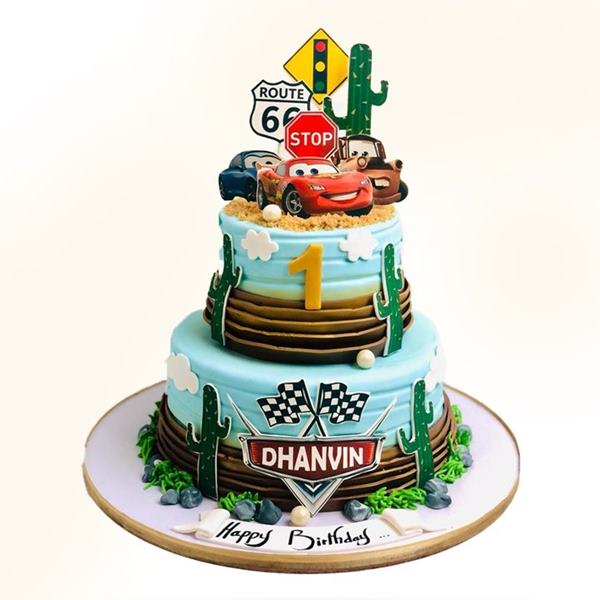 2 Tier Cars Theme Cake