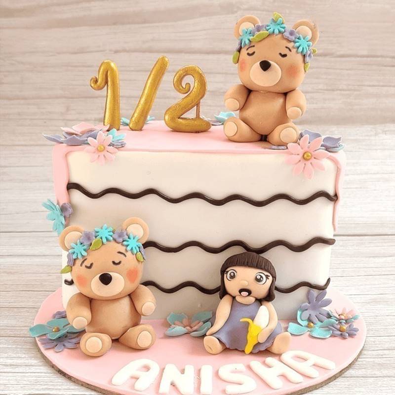 Teddy Theme Half Birthday Cake