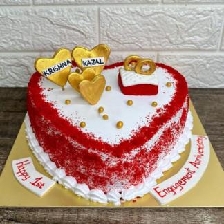 Tempting Red Velvet Anniversary Cake