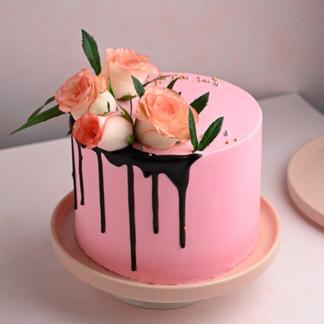 Delightful Pink Rose Cake