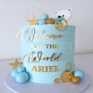 Welcome Baby Blue Cake