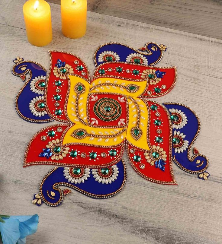 Unique Kundan Rangoli Design