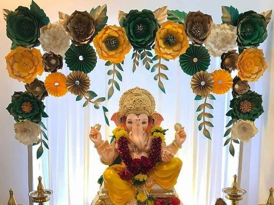 Artificial Flower Decoration for Ganesh Puja