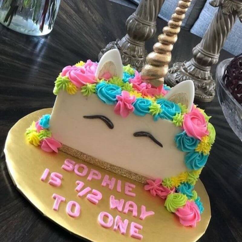 Half Unicorn Cake Design